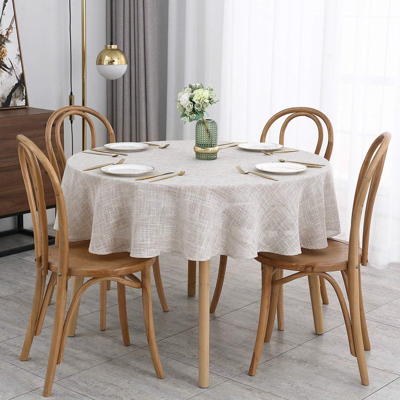 maxmill Flaxy Faux Linen Tablecloth with 2-Tone Slubby Texture Wrinkle Resistant Anti-Shrink Soft Table Cloth for Kitchen Dining Restaurant Tabletop for Event Holiday Dinner Round 70 Inch Linen - Image 1